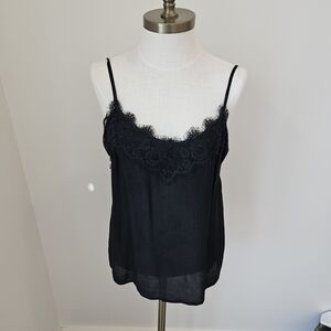 Abercrombie Elegant Black Lace Trim Cami Top